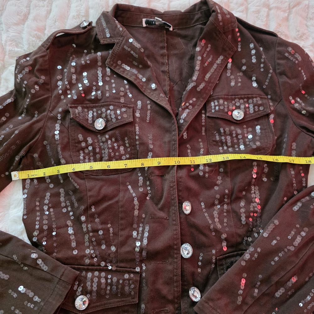 Cache Chocolate Sequin Blazer - image 6